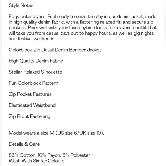 Nasty Gal Denim Bomber Jacket, Sz Medium - Picture 4 of 8